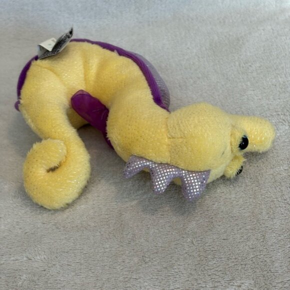 Ganz Webkinz LILKINZ  SEAHORSE Plush 7” No Code Yellow Purple Sparkly HS507 - Picture 4 of 13